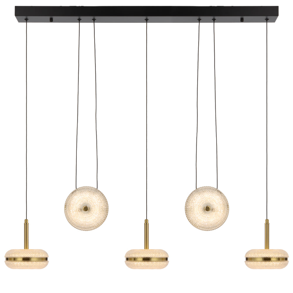 Govan 5 Light Bar LED Pendant Antique Gold - GOVAN PE5B-AG