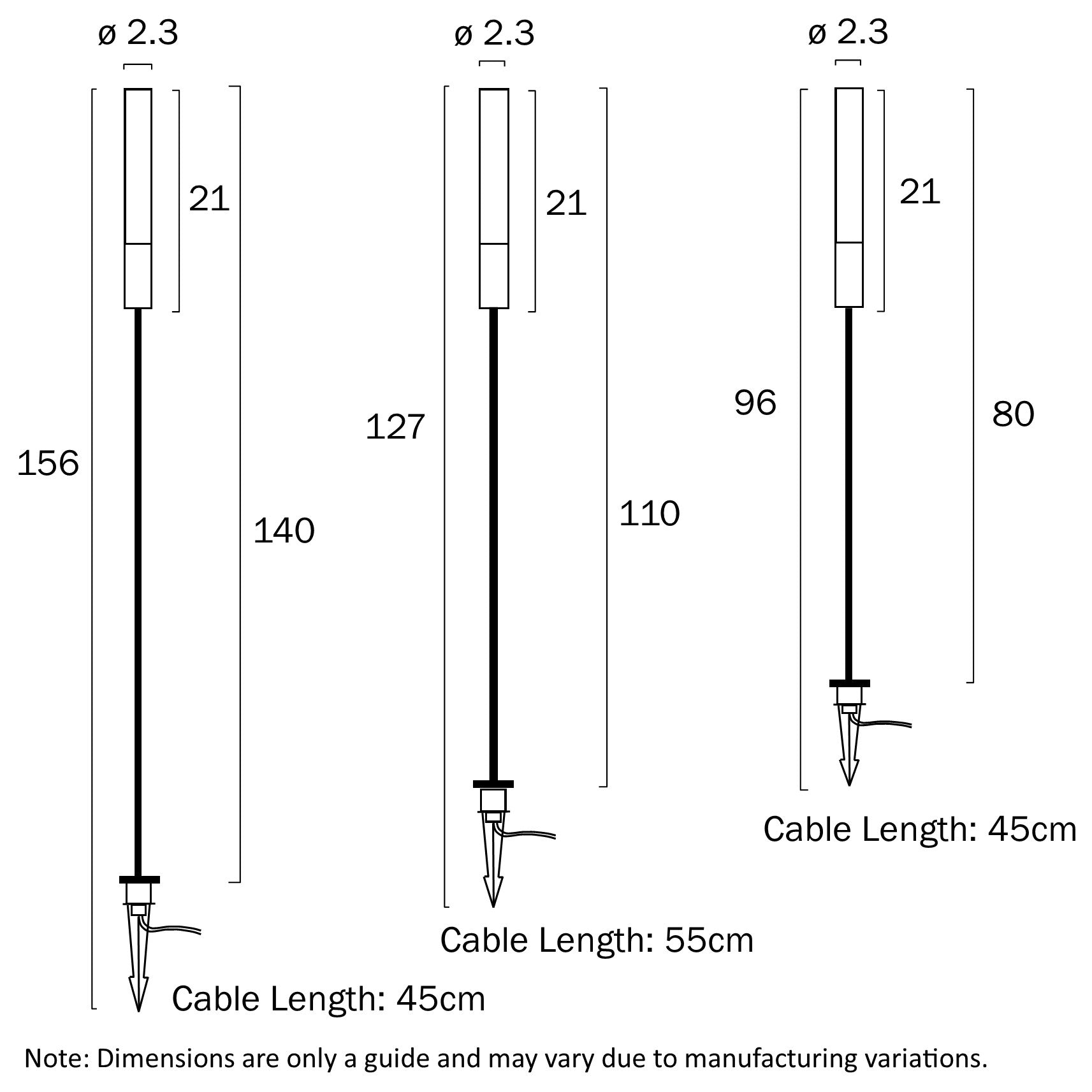 Gros 800mm LED Spike Spot Light Frost & Black - GROS SP080-FRBK