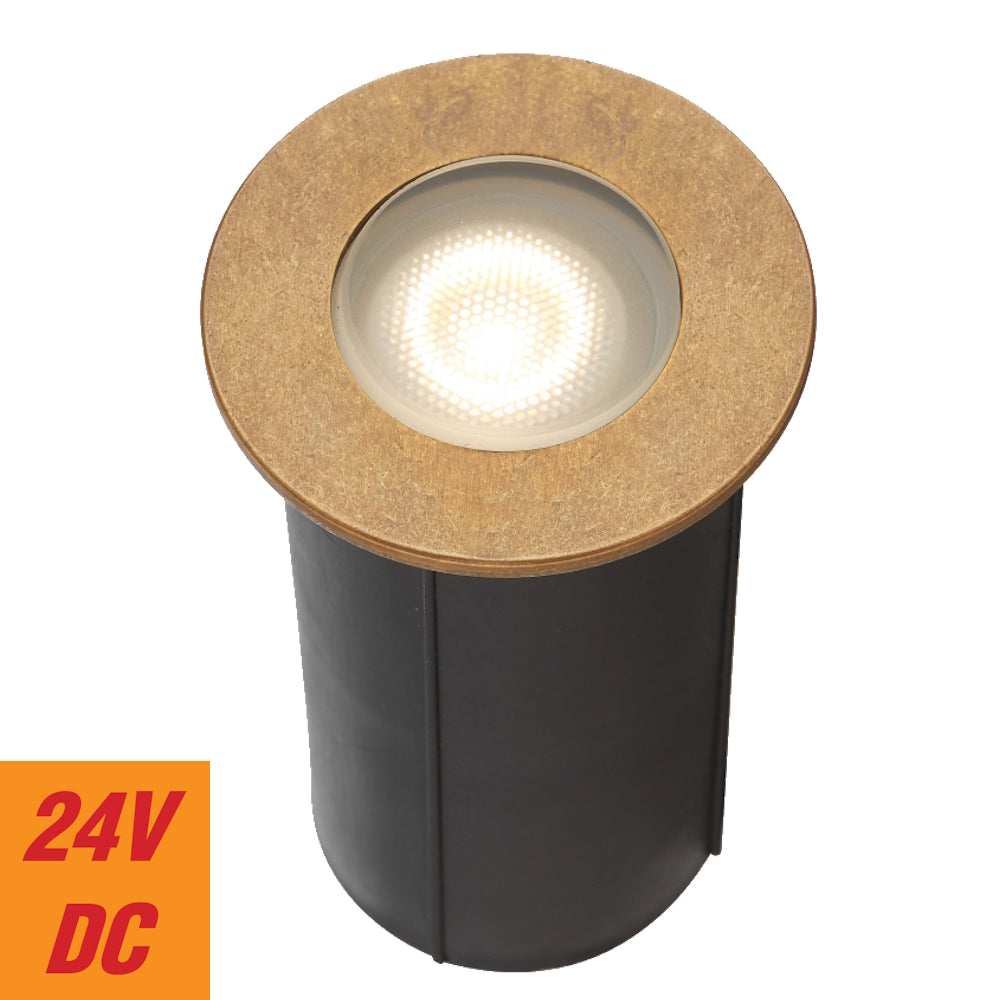 Halon LED Inground Light 24V 1W 3000K Natural Brass - HALON G1-BRS324