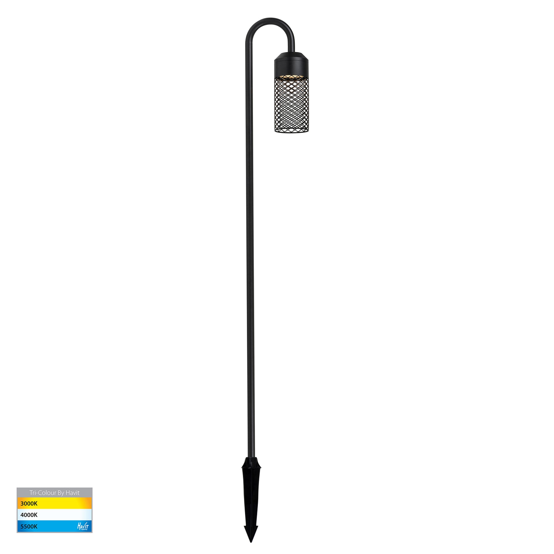 Stellato LED Bollard Spike Light 24V 7W Tri Colour Black - HV1529T-BLK-24V
