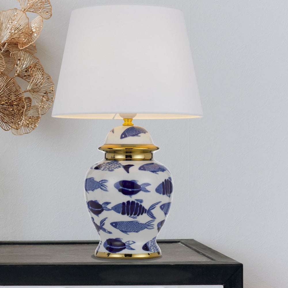 HENDO Table Lamp  Blue / White Ceramic - HENDO TL-BLWH
