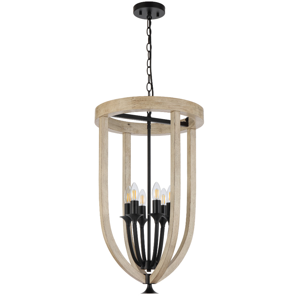 Hosley 6 Light Pendant Black - HOSLEY PE6-BK