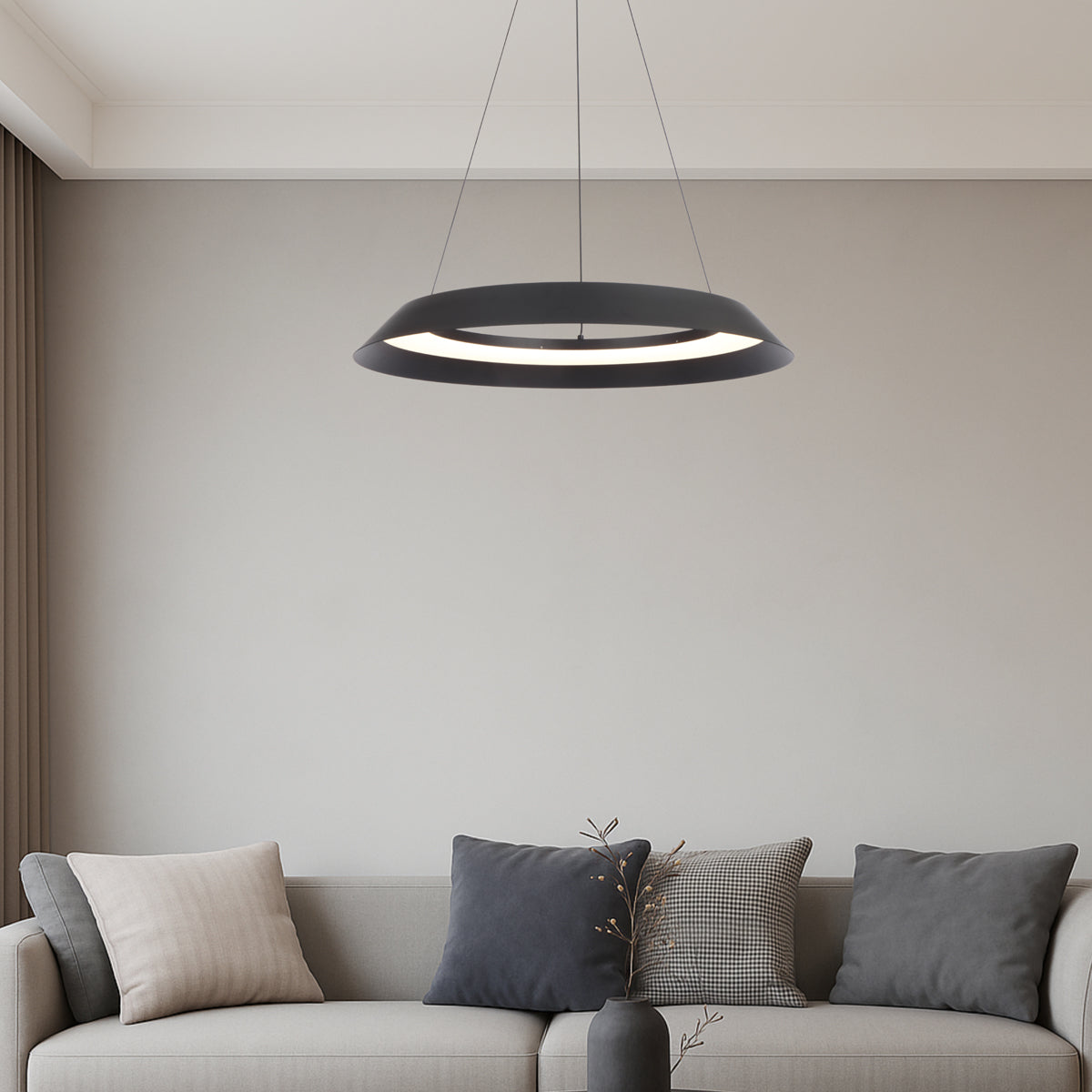 Hovin 580mm LED Pendant Light Black - HOVIN PE58-BK
