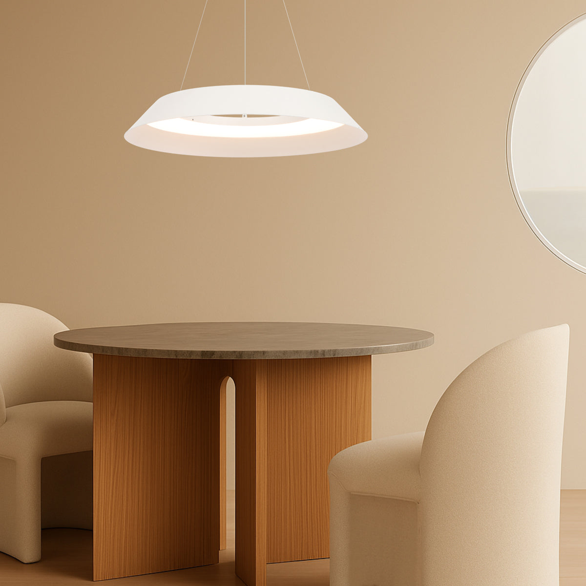 Hovin 580mm LED Pendant Light White - HOVIN PE58-WH