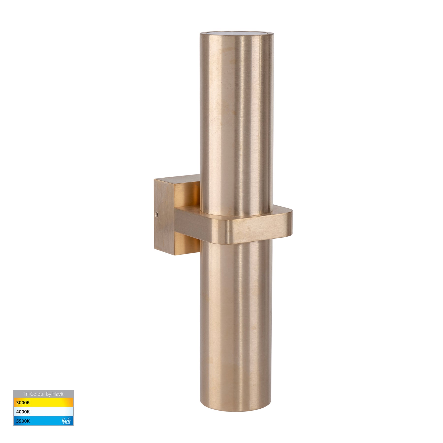 Luz Solid Brass Up & Down Pillar Light TRI Colour Brass - HV10591T