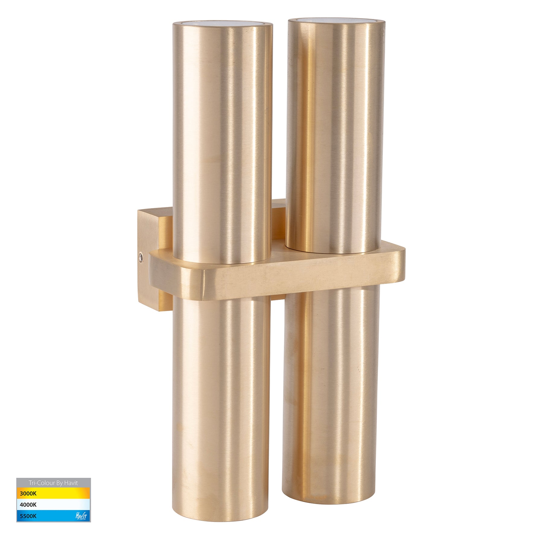 Luz Solid Brass Up & Down Pillar Light TRI Colour Brass - HV10592T