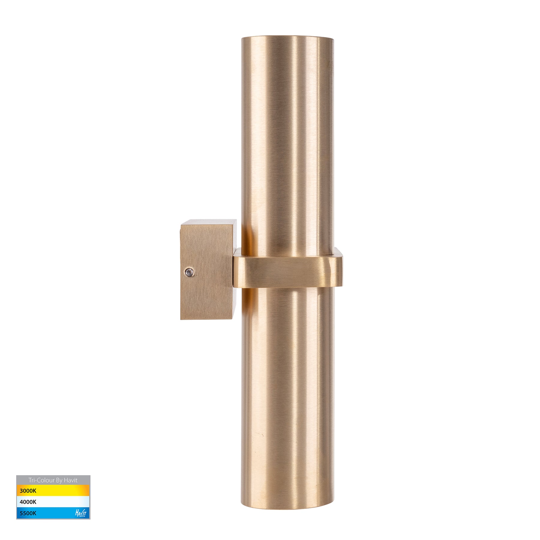 Luz Solid Brass Up & Down Pillar Light TRI Colour Brass - HV10592T