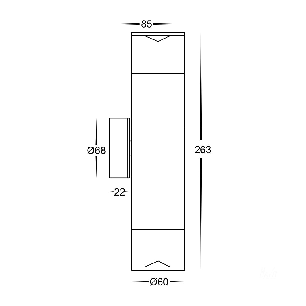 Buy Up / Down Wall Lights Australia Highlite Up & Down Wall 2 Lights 5W Black Aluminium 3CCT - HV1089T-BLK-240V