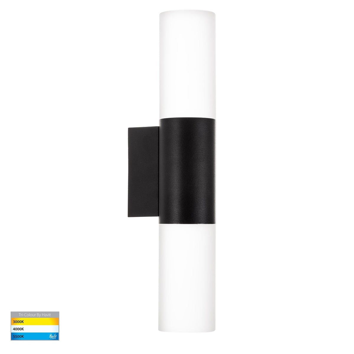 Akril LED Up & Down Wall Light 5W Tri Colour Black - HV10942T-BLK