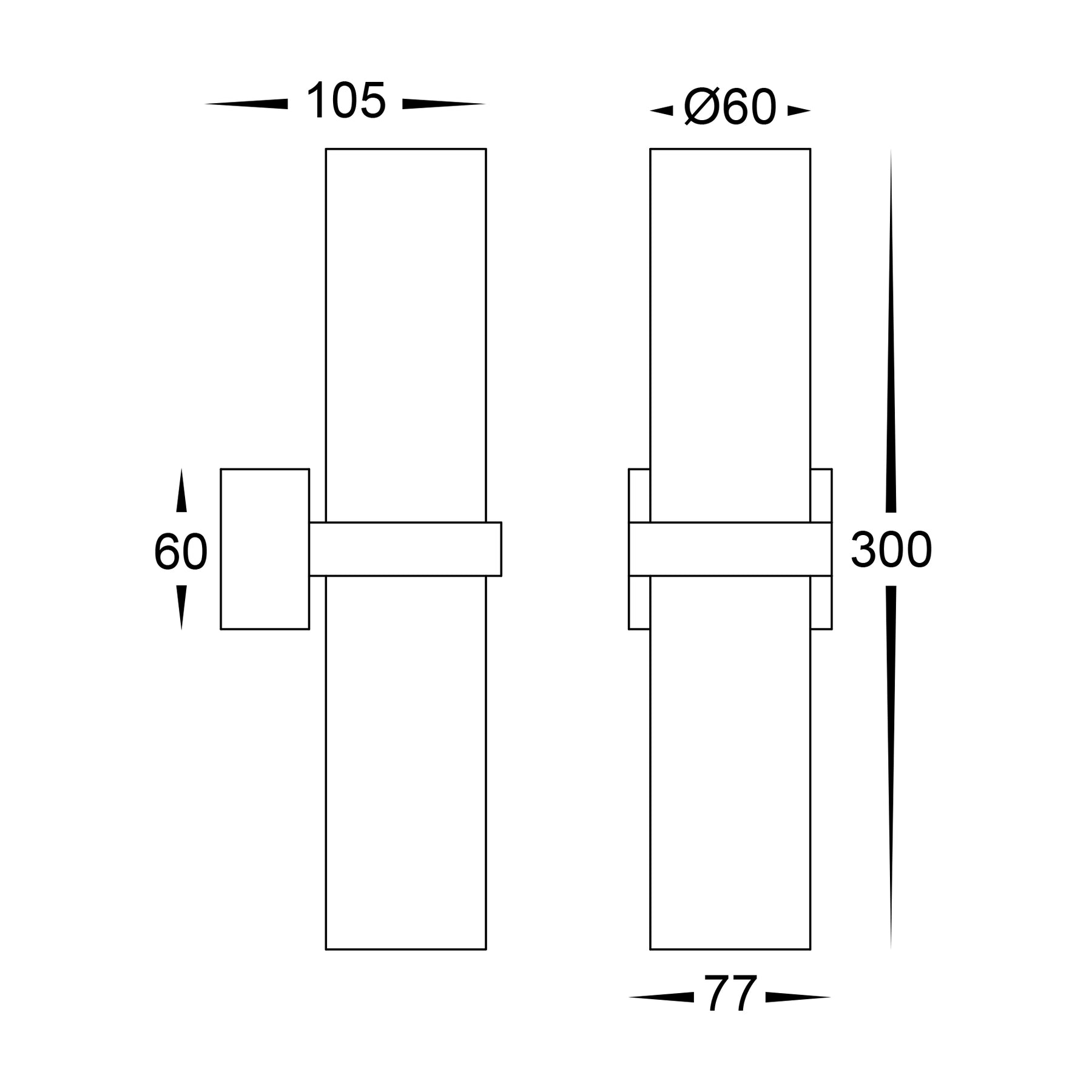 Luz Aluminium Up & Down Pillar Light TRI Colour Black - HV10291T