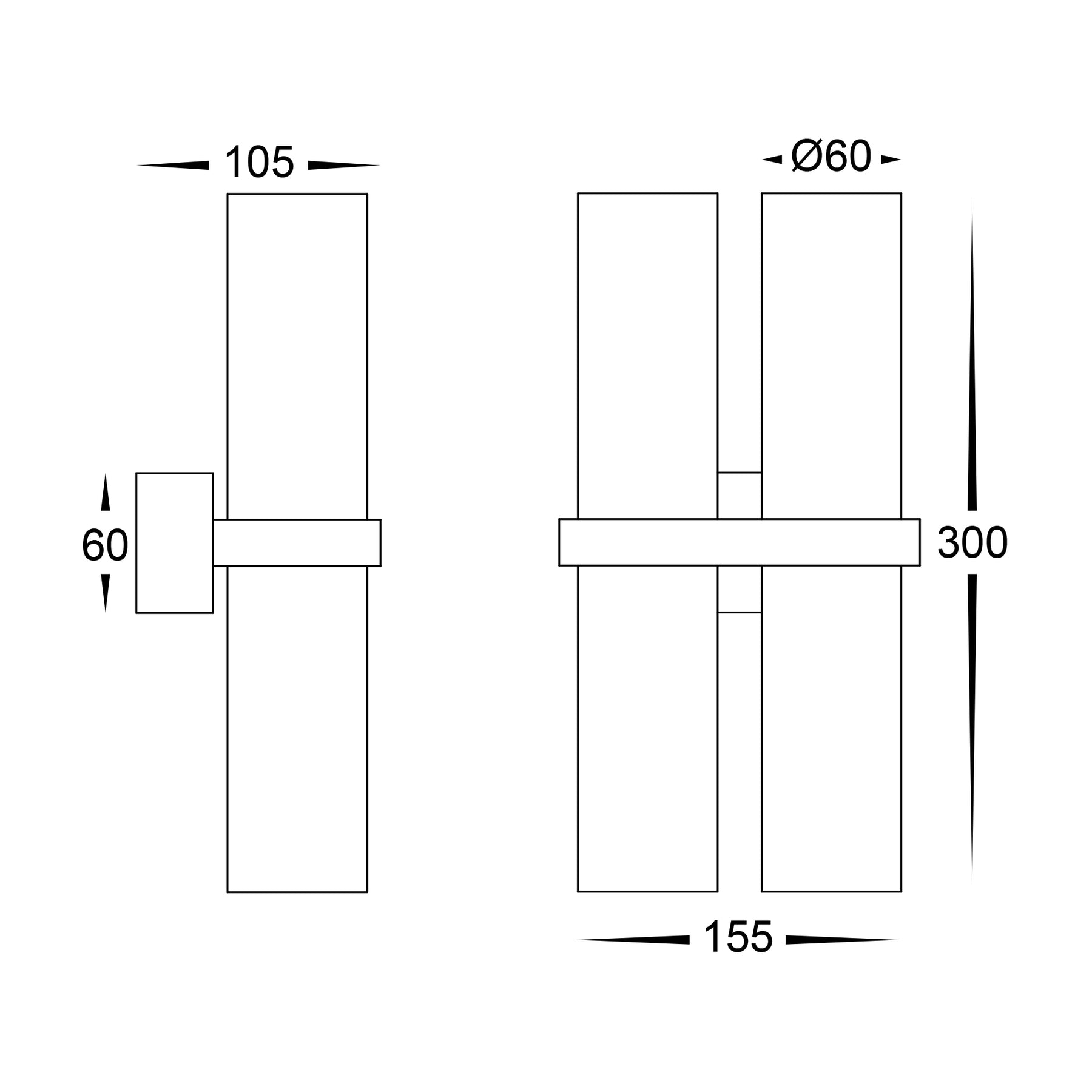 Luz Solid Brass Up & Down Pillar Light TRI Colour Brass - HV10592T