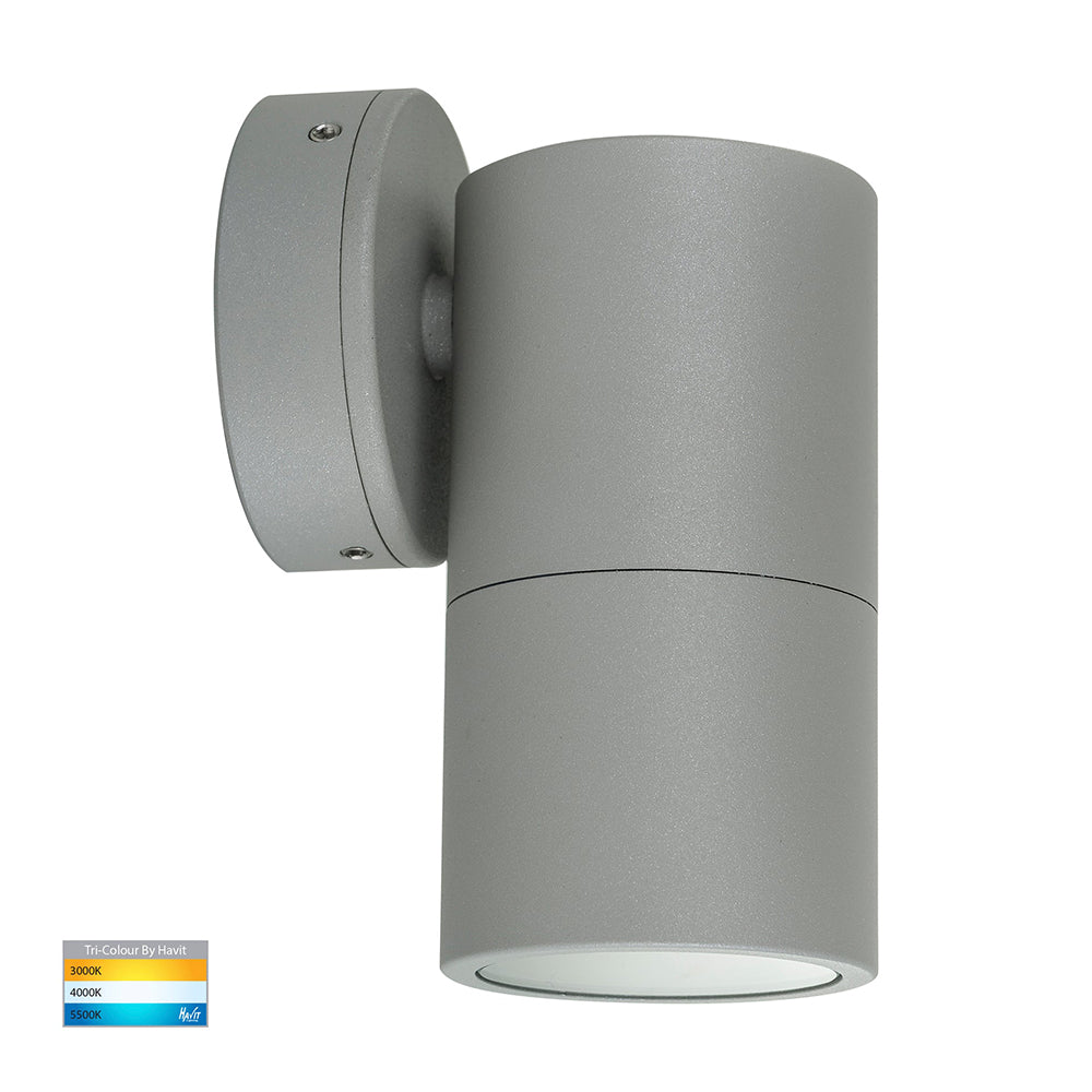 Buy Exterior Wall Lights Australia Tivah Exterior Wall Light Fixed 5W Silver Aluminium 3CCT - HV1147GU10T