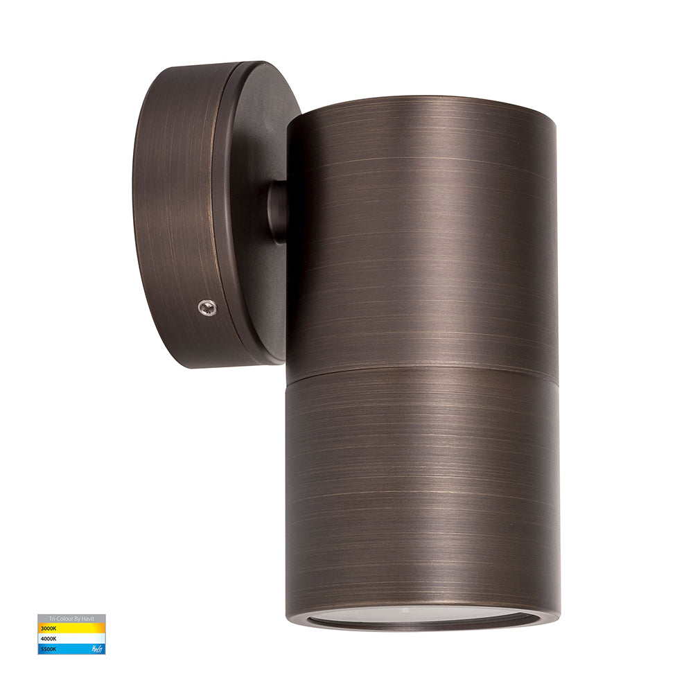 Buy Exterior Wall Lights Australia Tivah Exterior Wall Light Fixed 5W Antique Brass 3CCT - HV1197GU10T