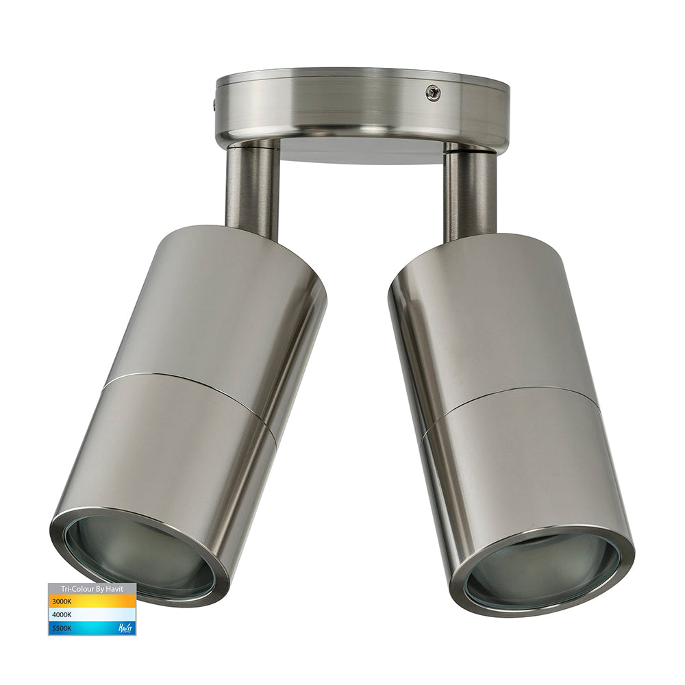 Buy Exterior Spotlights Australia Tivah Exterior 2 Spotlights Adjustable 5W 316 Stainless Steel 3CCT - HV1307GU10T