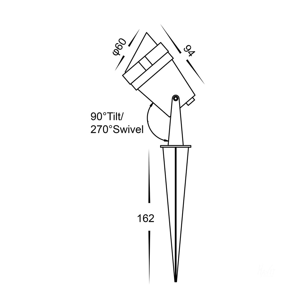 Buy Spike Lights Australia Spitze Spike Spotlight Adjustable Black Aluminium 4000K - HV1428N