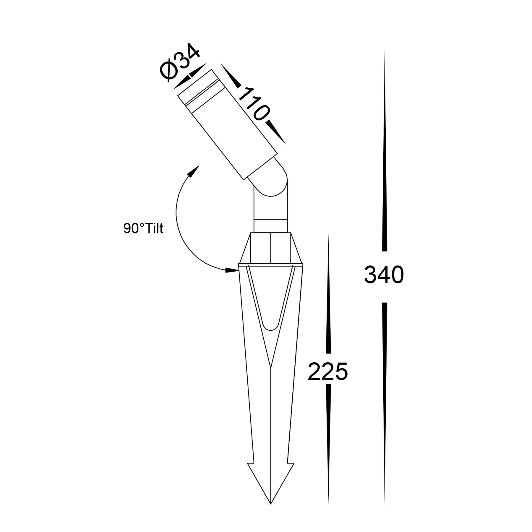 Cilindor Solid Brass LED Garden Spike Spot Light 3W 12V TRI Colour - HV1435T-BR