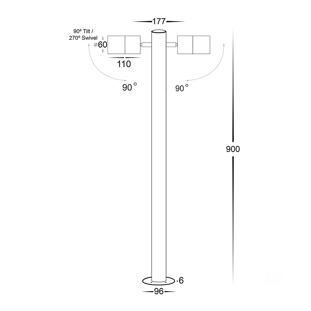 Buy Bollard Lights Australia Tivah Bollard 2 Spotlights Adjustable 316 Stainless Steel 3CCT - HV1507T-SS316-240V