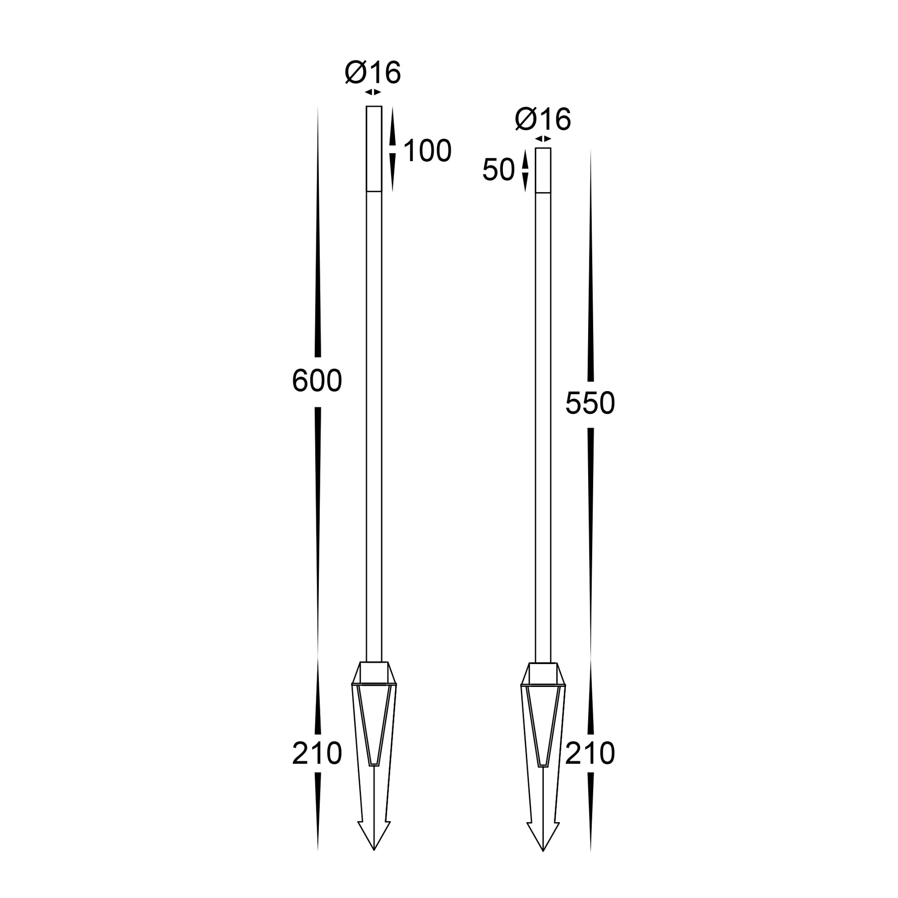 Drique LED Bollard Spike Light 24V 1W 2CCT Black - HV1514CCT-BLK-24V