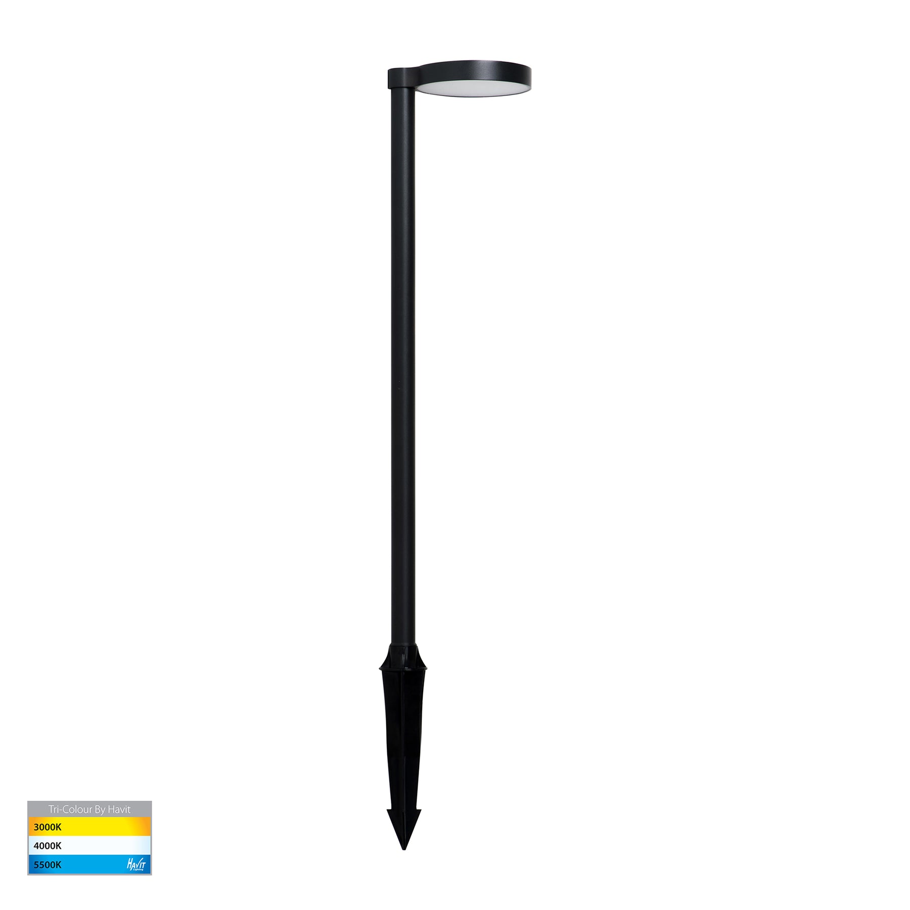 Liueg 147mm LED Bollard Spike Light 24V 7W Tri Colour Black - HV1523T-BLK-24V