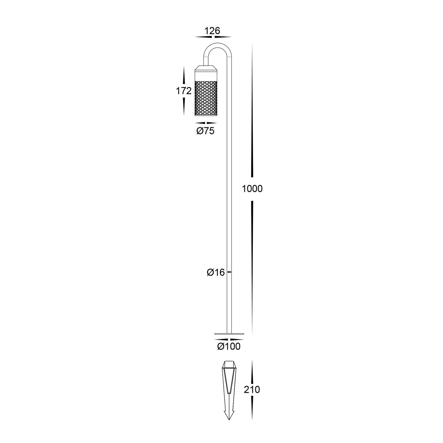 Stellato LED Bollard Spike Light 24V 7W Tri Colour Black - HV1529T-BLK-24V