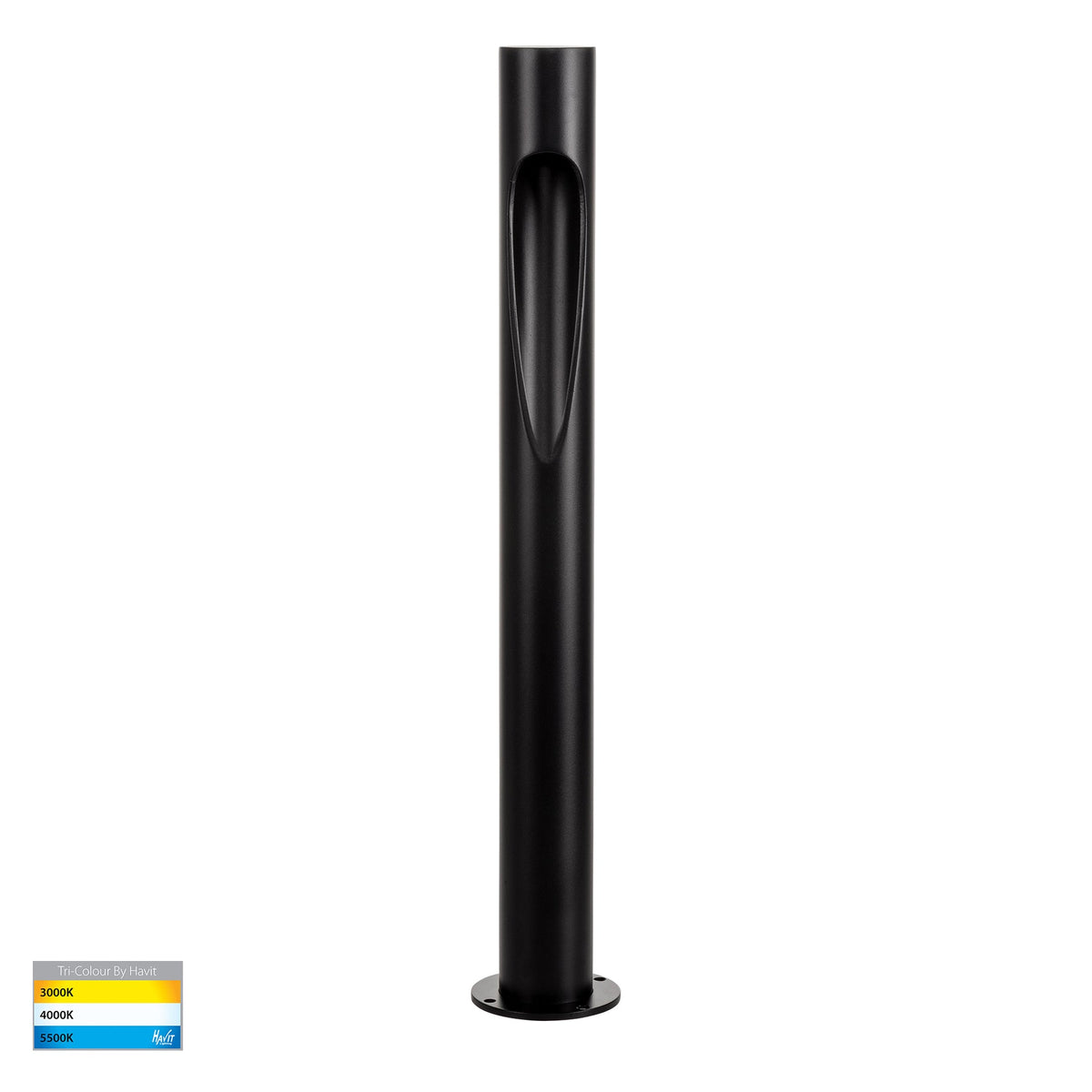 Fedor Round LED Bollard Light 24V 5W Tri Colour Black - HV1660T-BLK-24V