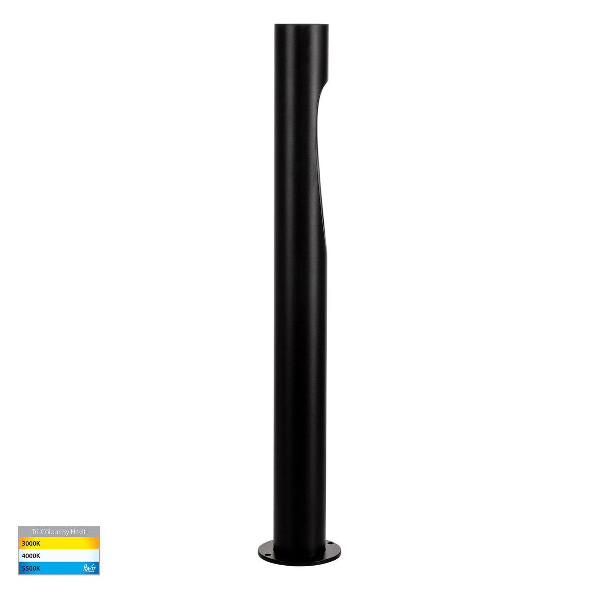 Fedor Round LED Bollard Light 24V 5W Tri Colour Black - HV1660T-BLK-24V