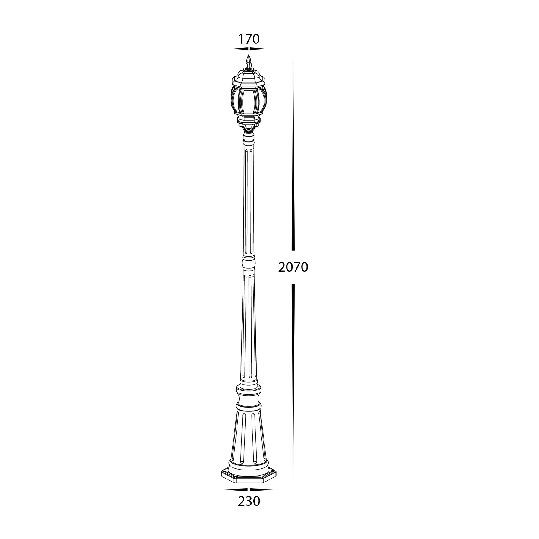 Trener Aluminium LED Coach Single Post Light 9W 2700K Black - HV1671W-BLK