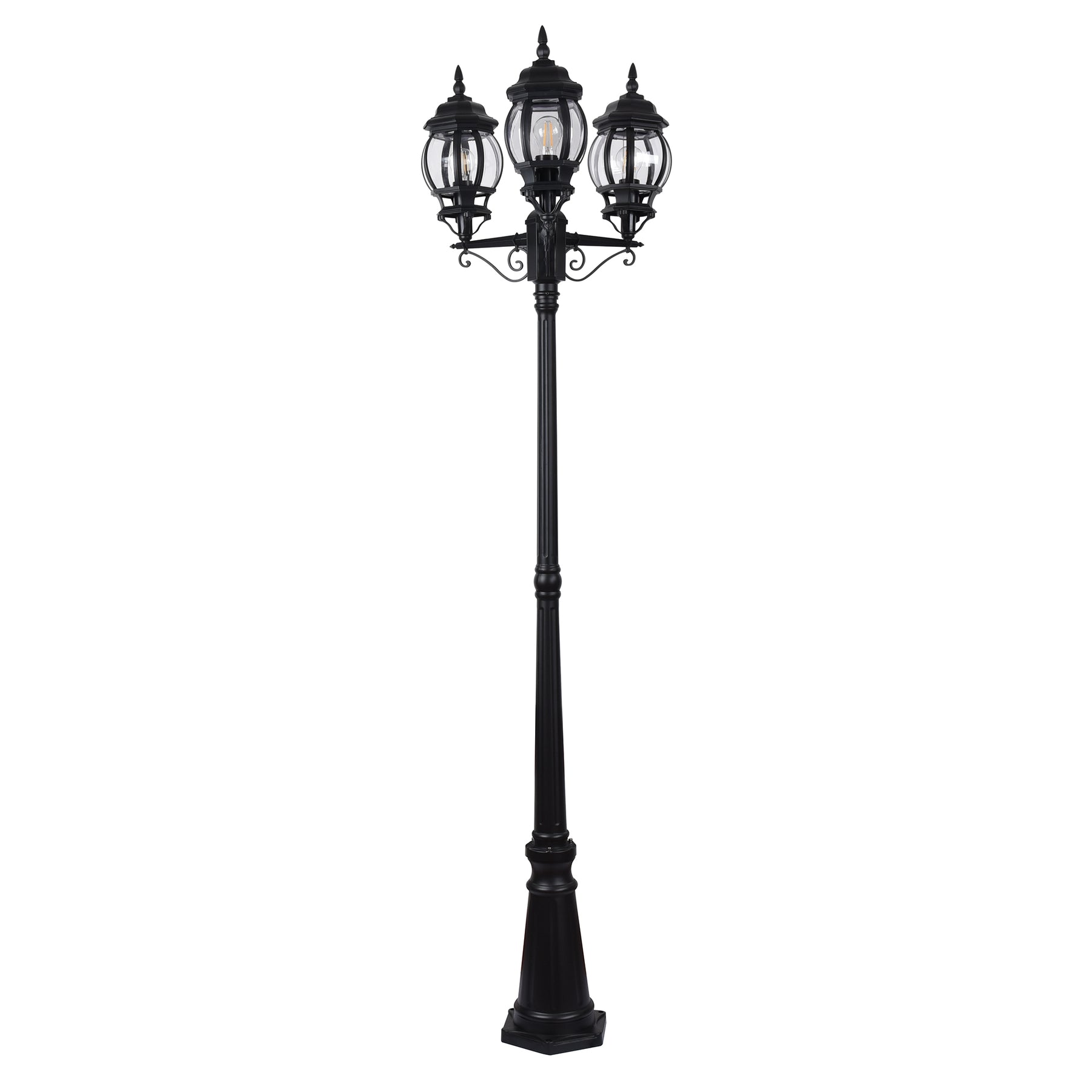 Trener Aluminium LED Coach 3 Light Post Light 9W 2700K Black - HV1673W-BLK