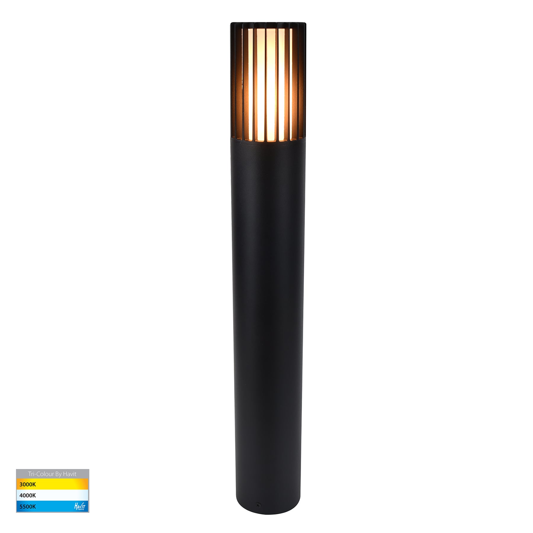 Tenac Aluminium LED Bollard Light 9W TRI Colour Black - HV1693T-BLK-240V