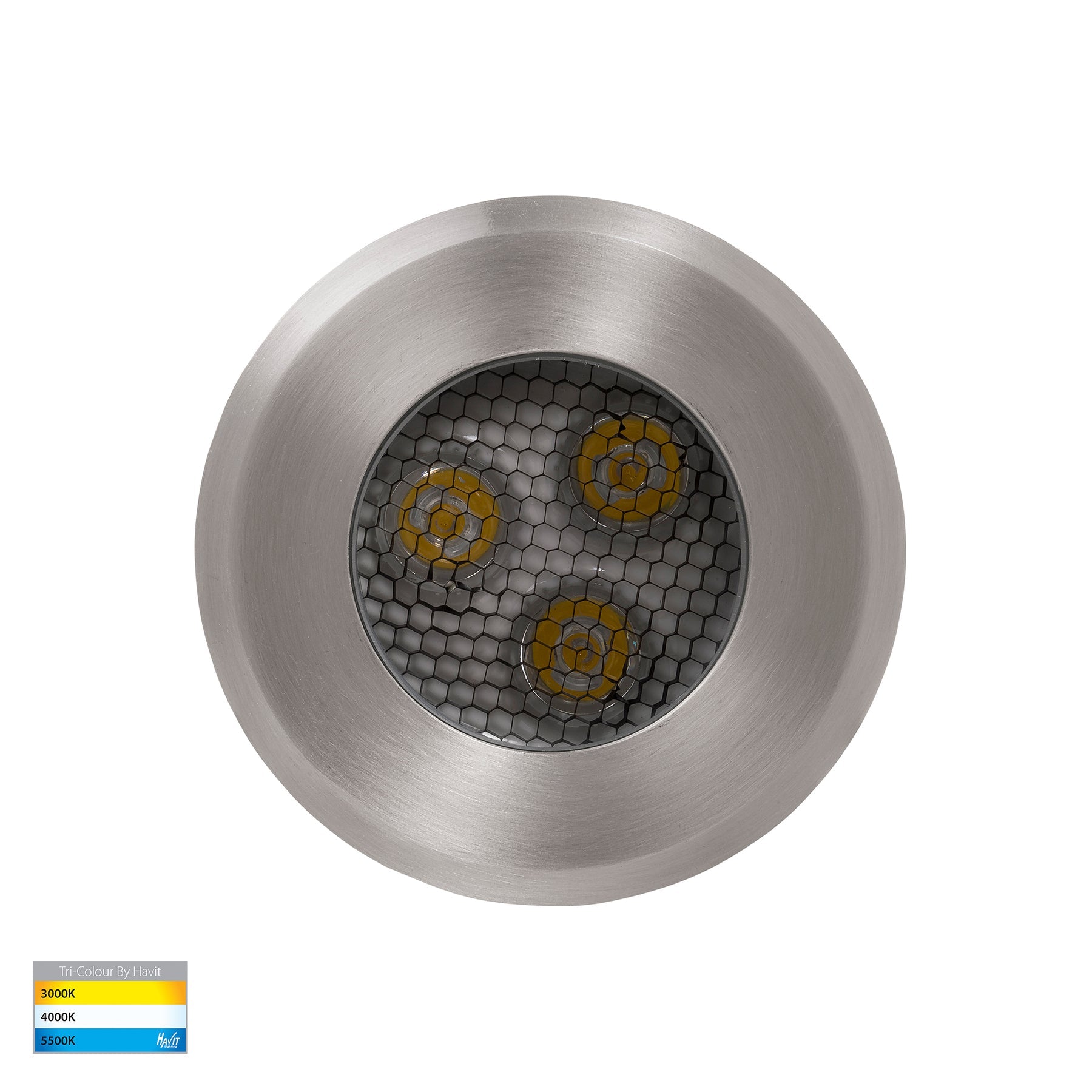 Split LED Inground Light 240V 3W Tri Colour Stainless Steel - HV1841T-240V