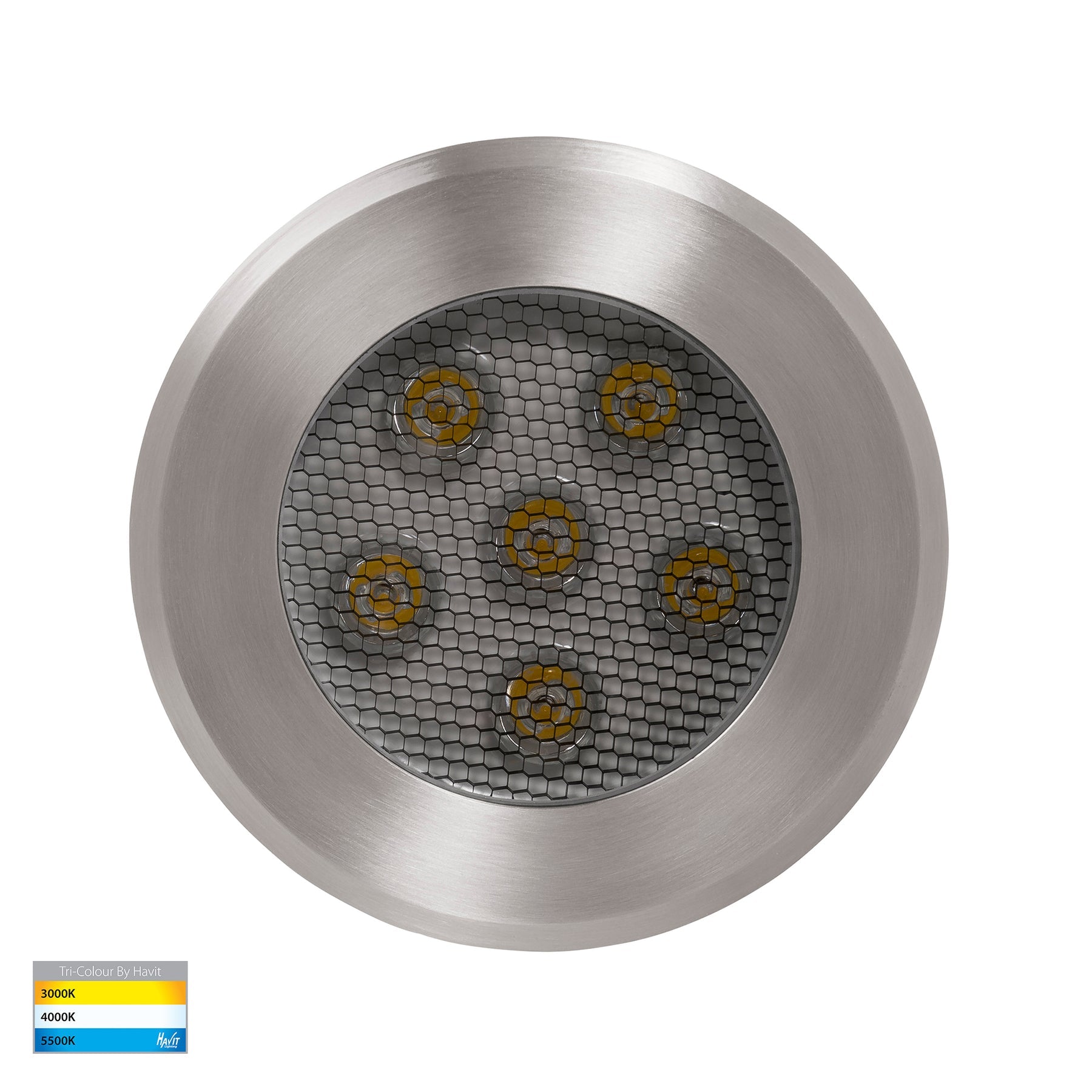Split LED Inground Light 240V 5W Tri Colour Stainless Steel - HV1842T-240V