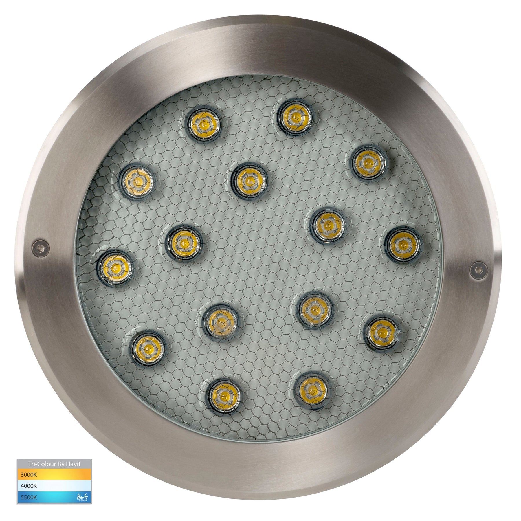 Split LED Inground Light 240V 18W Tri Colour Stainless Steel - HV1845T-240V
