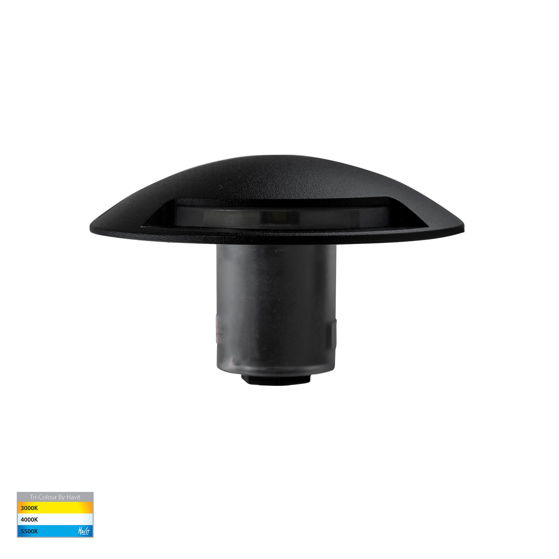 Dome Aluminium One Way Deck Light Black 3W 12V TRI Colour - HV2871T-BLK-12V