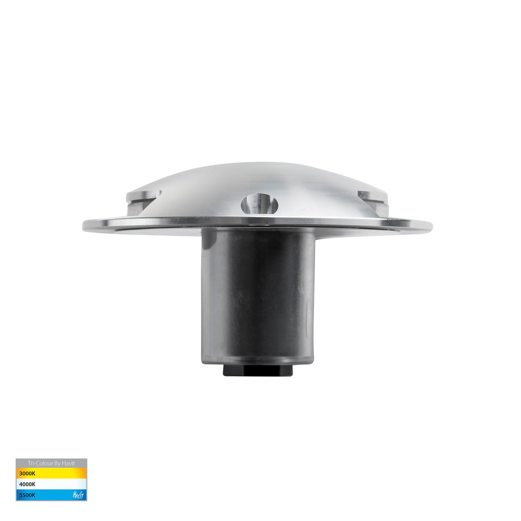 Dome Aluminium Two Way Deck Light Silver 12V TRI Colour - HV2872T-SLV-12V