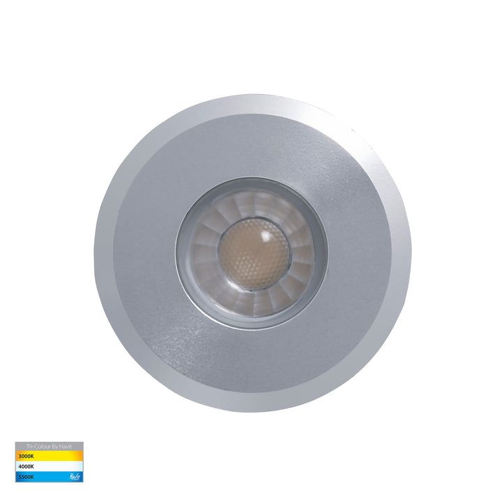 Elite Aluminium LED Deck Or Inground Lights Silver 3W 12V TRI Colour - HV2881T-SLV-12V