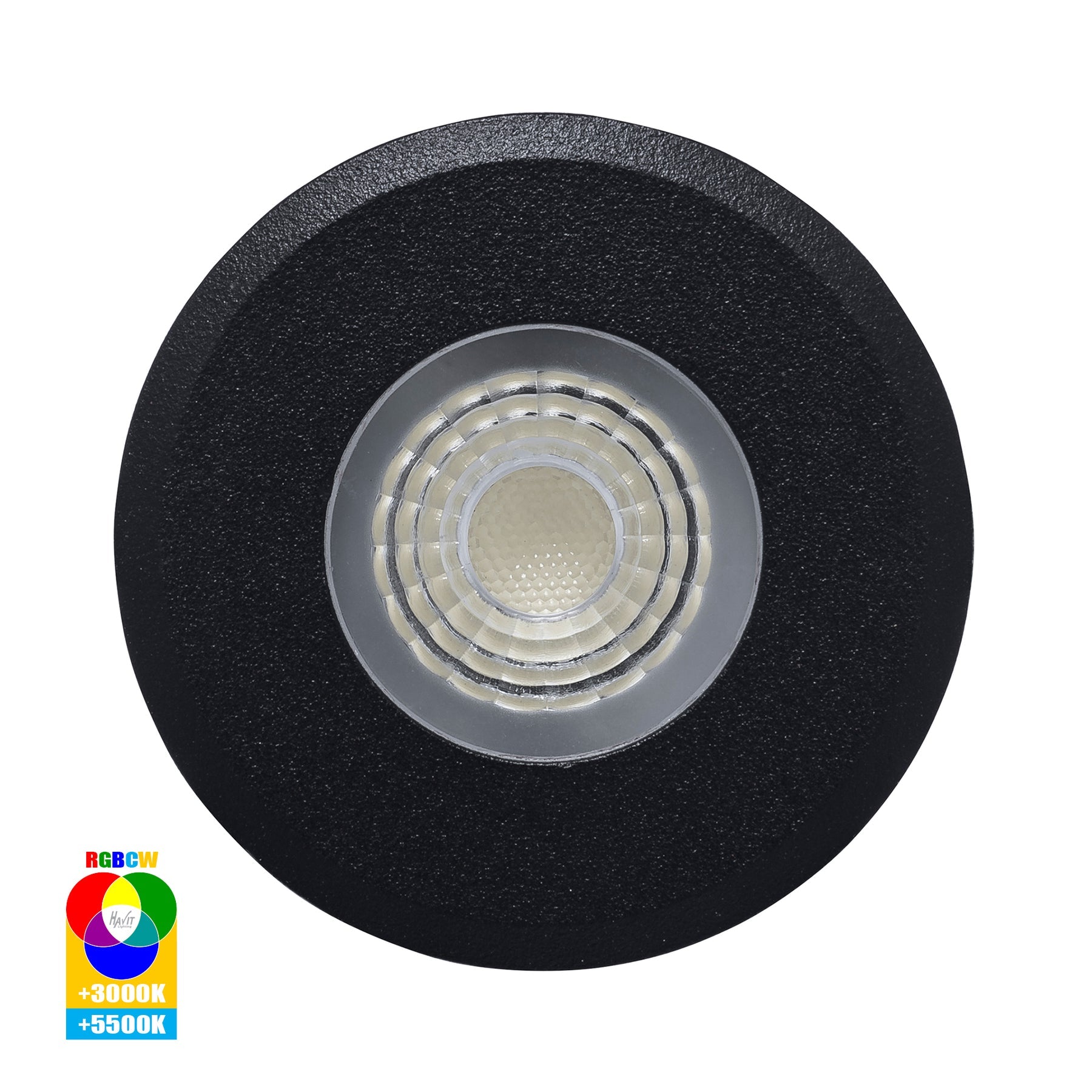 Elite Aluminium LED Deck Or Inground Light Black 5W 12V RGBCW - HV2882RGBCW-BLK