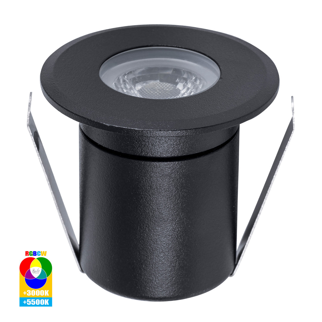 Elite Aluminium LED Deck Or Inground Light Black 5W 12V RGBCW - HV2882RGBCW-BLK