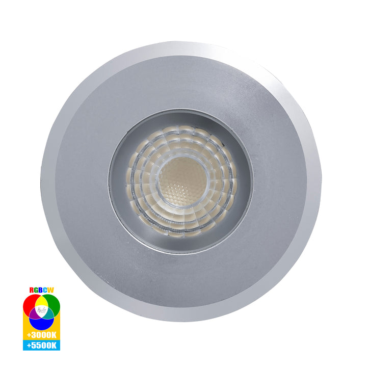 Elite Aluminium LED Deck Or Inground Light Silver 5W 12V RGBCW - HV2882RGBCW-SLV