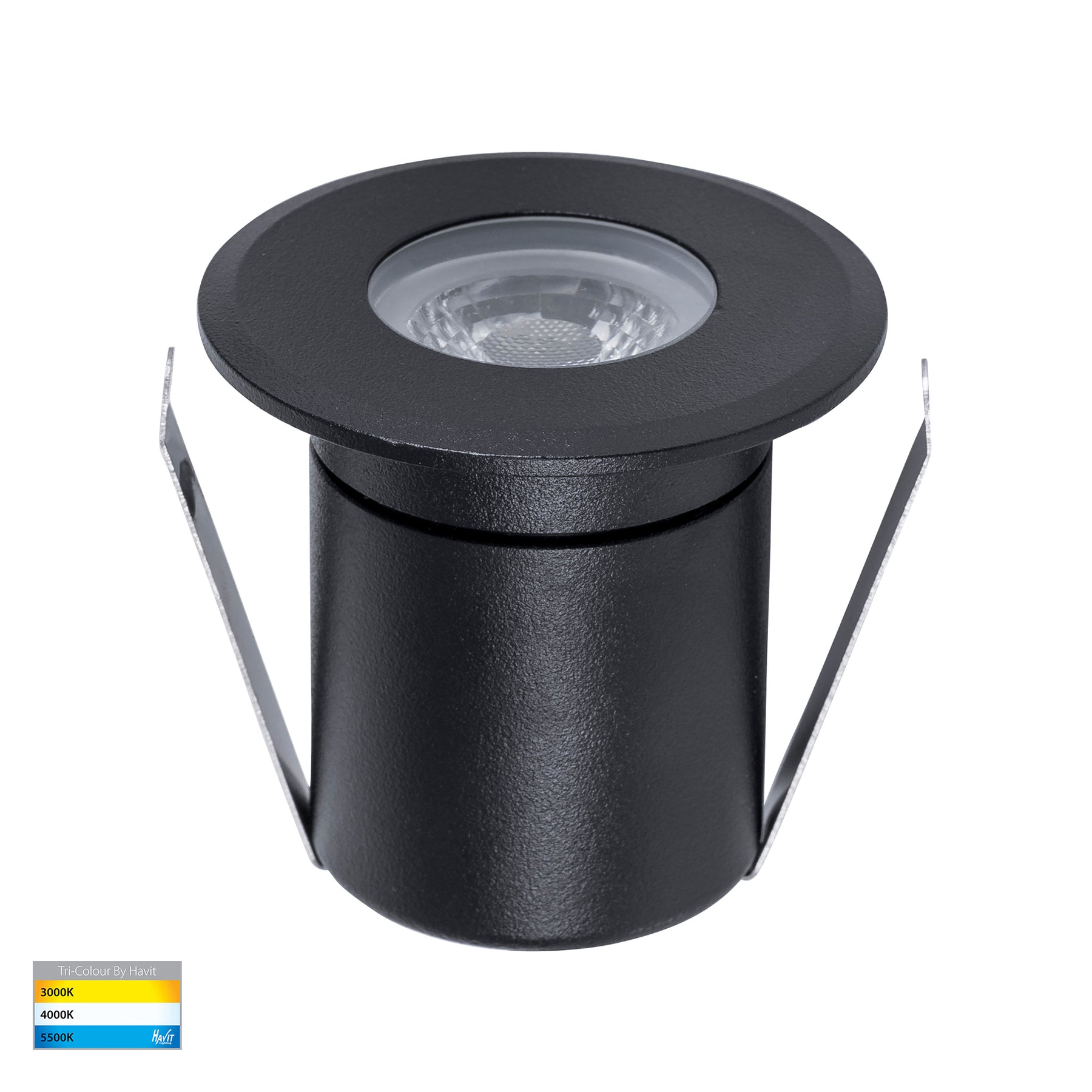 Elite Aluminium LED Deck Or Inground Light Black 12V 5W TRI Colour - HV2882T-BLK-12V