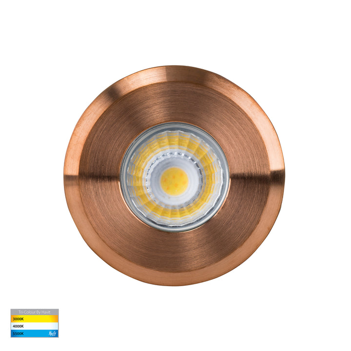 Mini Ollo Recessed LED Inground Light Copper 12V 1W TRI Colour - HV2892T-CP-12V