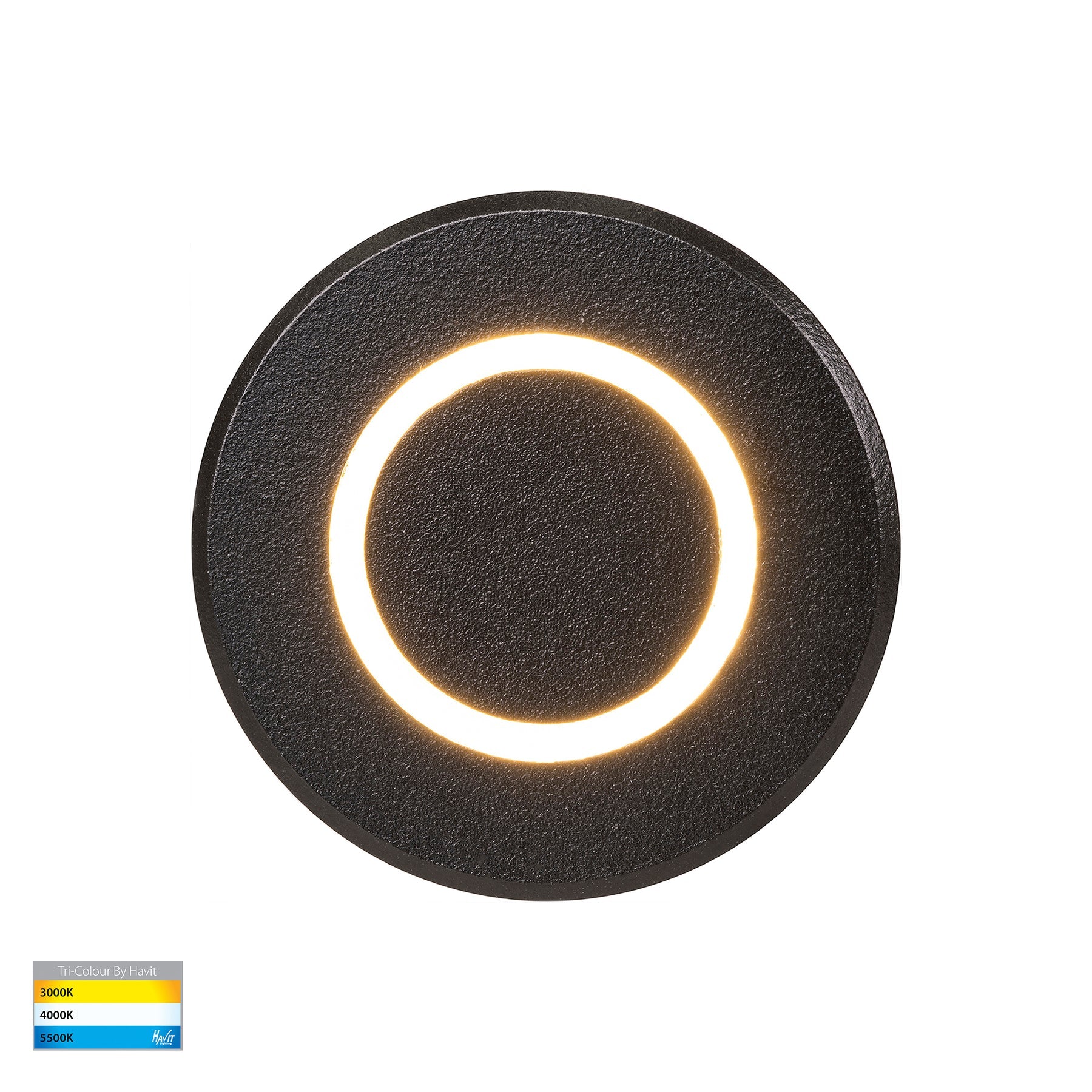 Brillo Aluminium LED Wall or Inground Light Black 3W 12V TRI Colour - HV2894T-BLK-12V