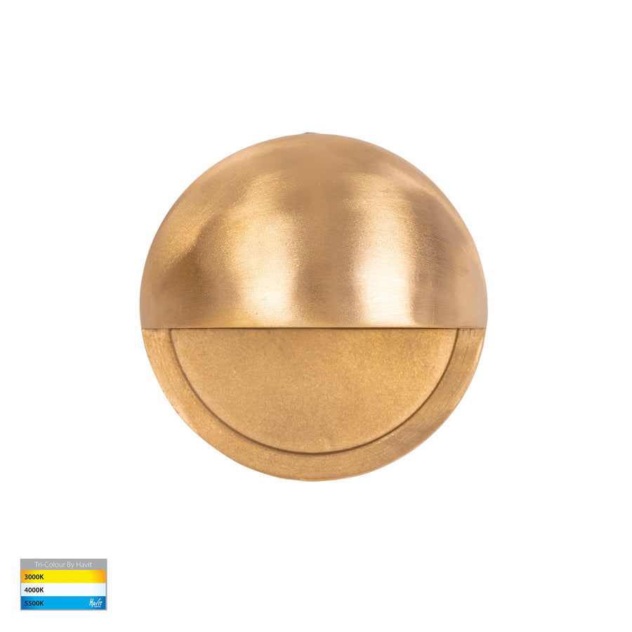 Veko LED Step Light Solid Brass 240V 2W Tri Colour - HV2927T-BR-240V