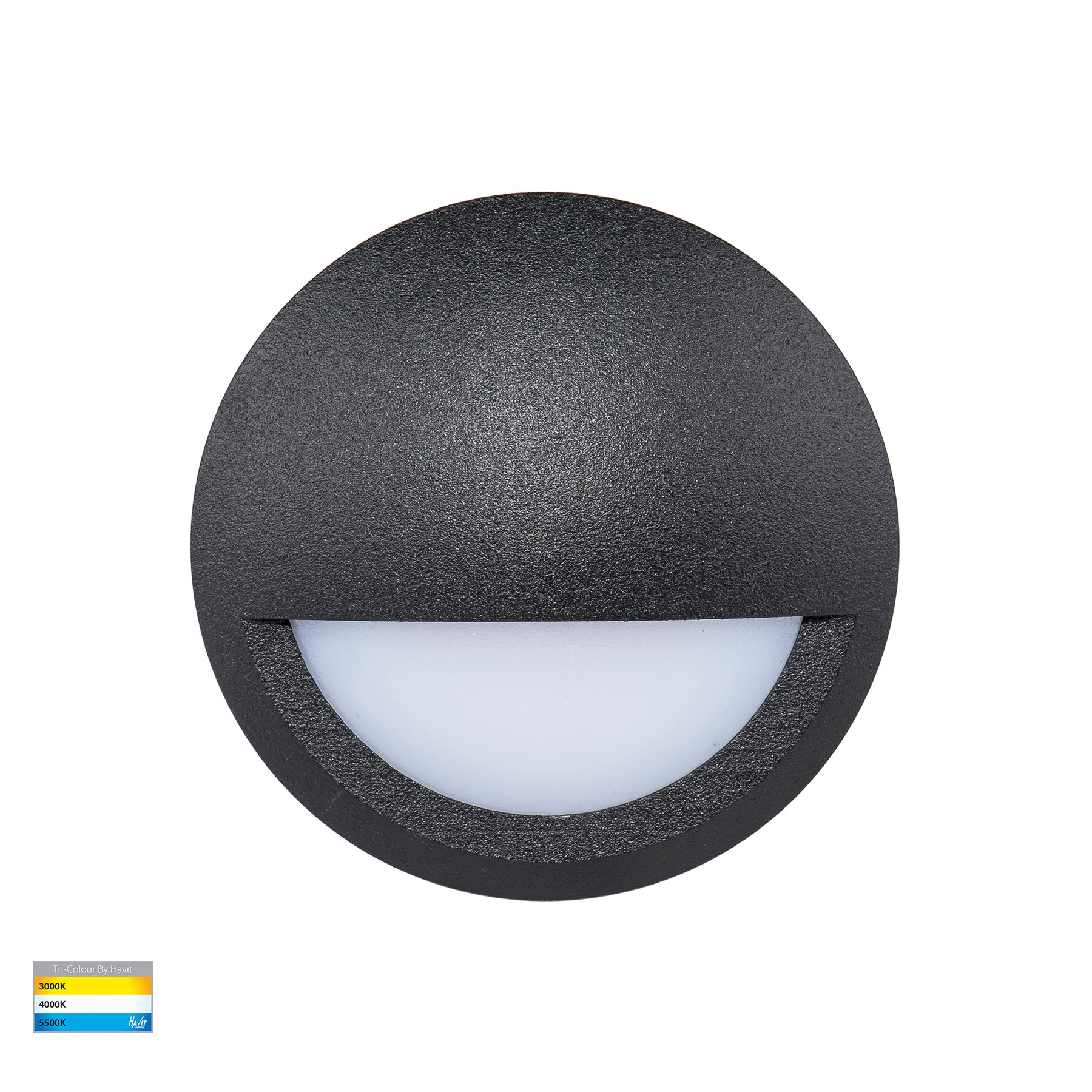 Nava LED Step Light With Eyelid 240V 5W Tri Colour Black - HV2961T-BLK-240V