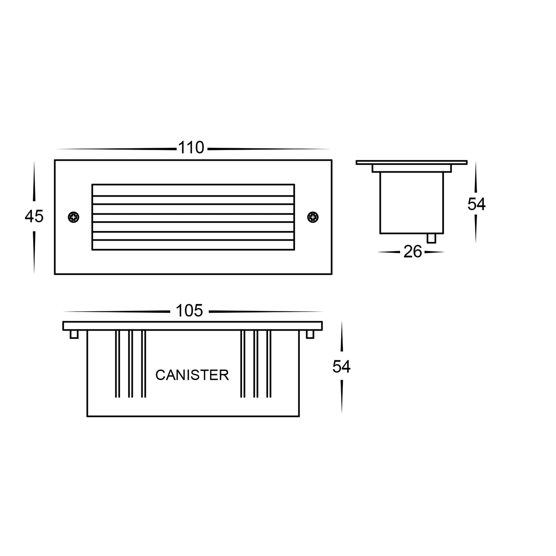 Bata 316 Stainless Steel LED Brick Light 3W 240V TRI Colour - HV3008T-SS316-240V