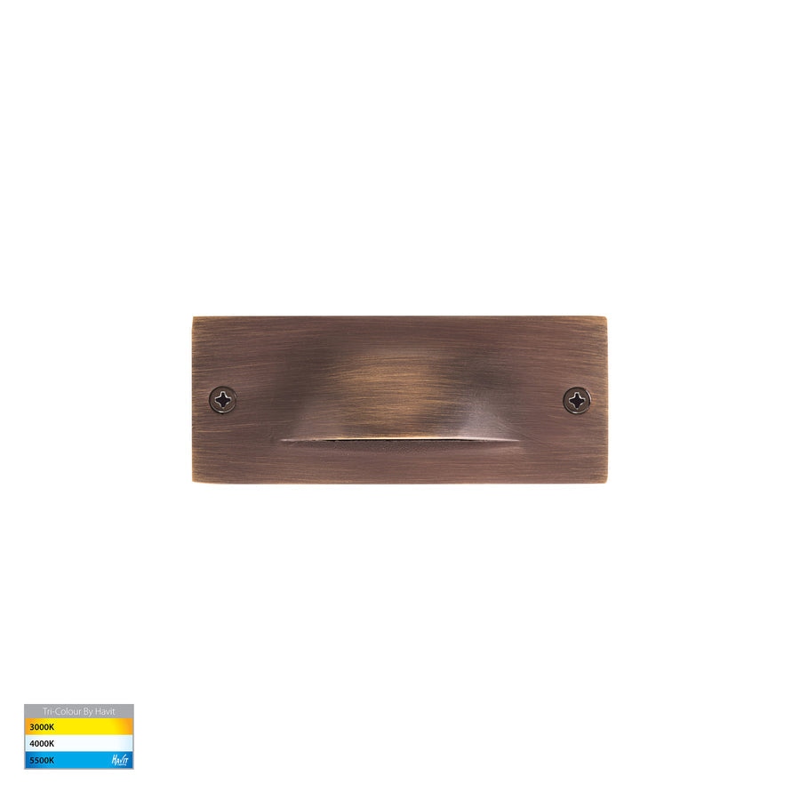 Corba LED Brick Light 3W 240V Tri Colour Antique Brass - HV3011T-AB-240V