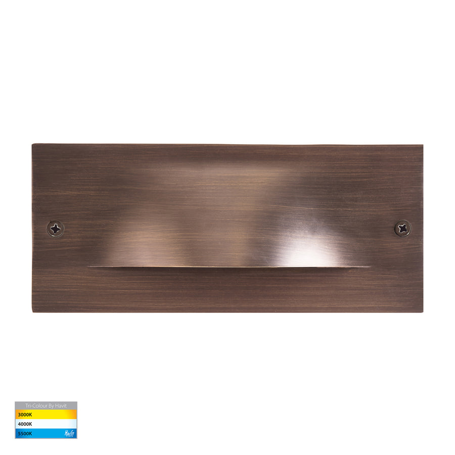 Corba LED Brick Light 10W 12V Tri Colour Antique Brass - HV3013T-AB-12V