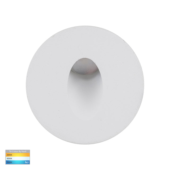 Mini Reces Round Recessed LED Step Light White 12V 1W TRI Colour - HV3206T-WHT-12V