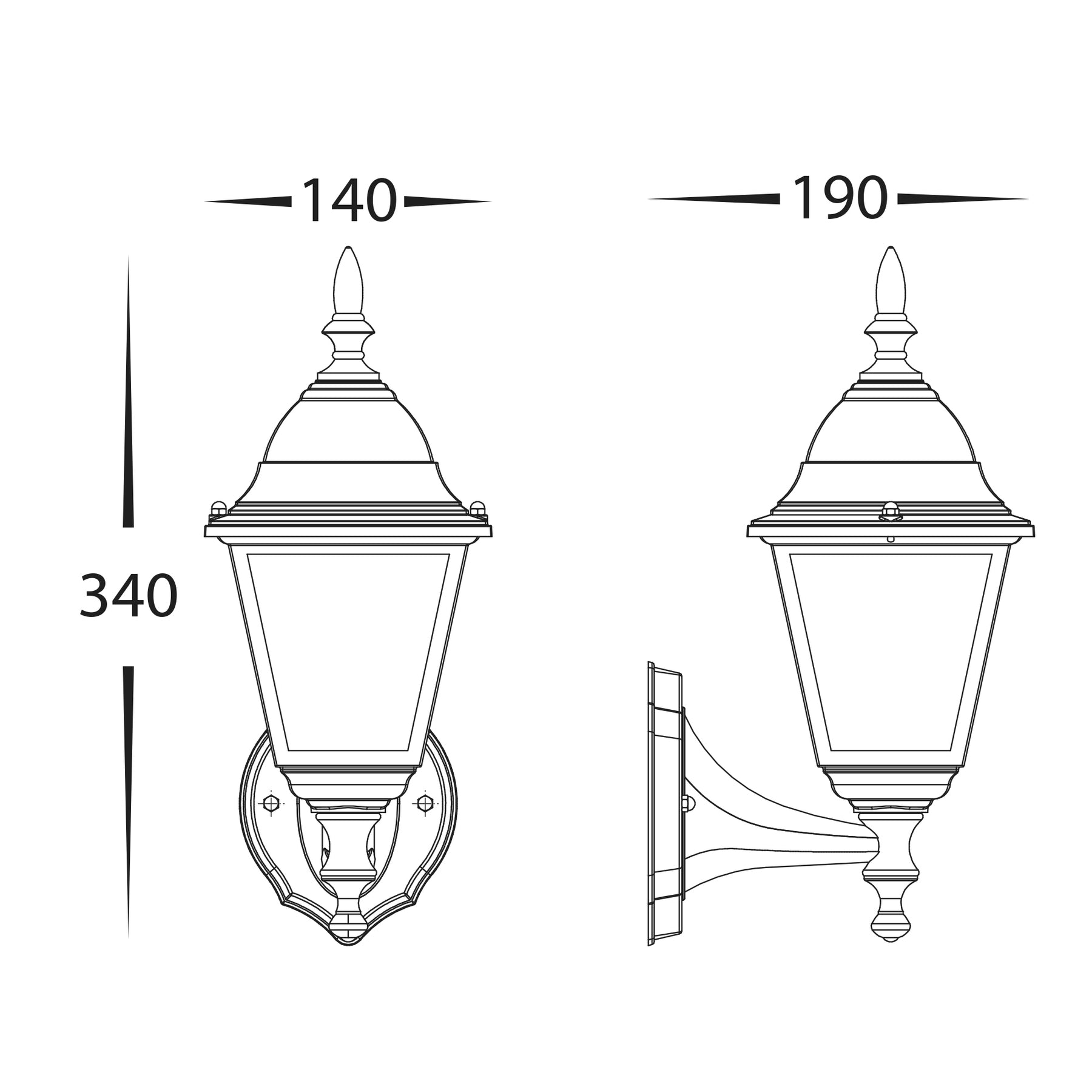 Newark LED 4 Panel Coach Wall Light 8W 2700K Black - HV3551W-BLK