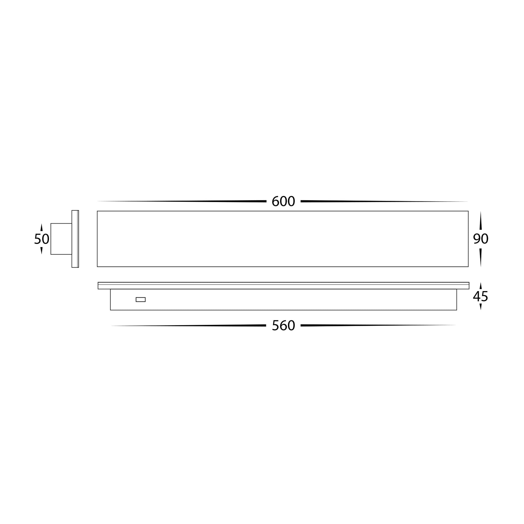Barline Shadow LED 600mm Wall Light 24V 9W-18W 3CCT Black - HV3572T-BLK-24V