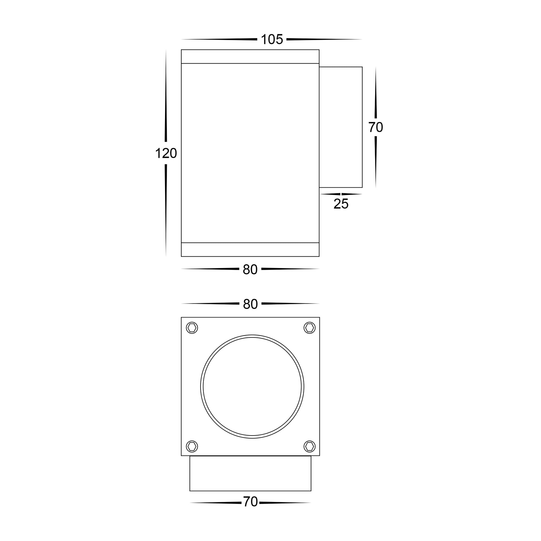 Quadru Aluminium LED Square Fixed Down Wall Light White 5W 240V TRI Colour - HV3623T-WHT